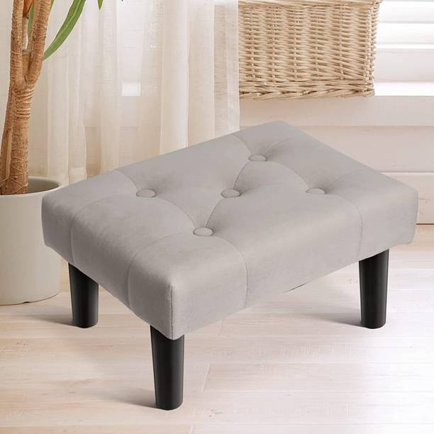 woodcarving Velvet Ottoman with Puffy Seating Footrest ...