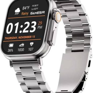 GameSir T800 Ultra Metal Silver Smartwatch with Bluetoo...