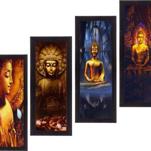 eCraftIndia Set Of 4 Lord Buddha Canvas 16 inch x 28 in...