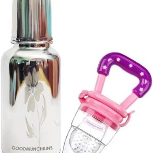 Goodmunchkins Stainless Steel Feeding Bottle 220ml -Sil...