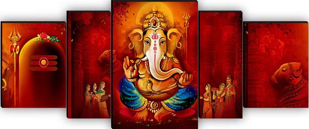 saf Ganesha large Set of 5 Digital Reprint 18 inch x 42...