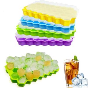 Eagean 4 Pack Silicone Ice Cube Tray with Lids BPA Free...