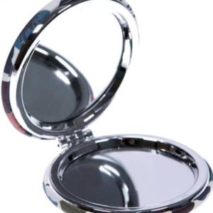 Signature Round Pocket Mirror Silver Finish