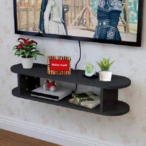 ONLINECRAFTS palna 3 no black set top box stand Wooden ...
