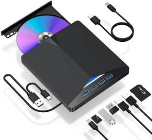 ULTRABYTES External CD/DVD Drive for Laptop, 7 in 1 USB 3.0 DVD Player External DVD Writer