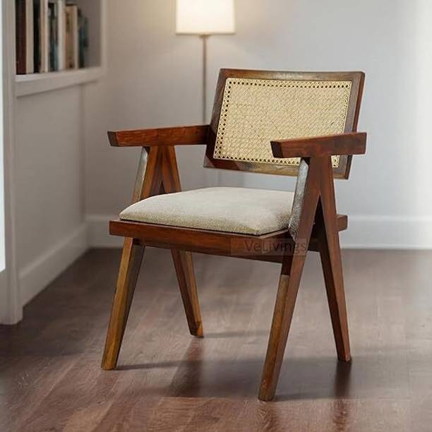 VeLivings Sheesham Wood Chair With Rattan Cane Design F...