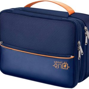 GAPVELU Leather Gadget Organizer Travel Cable Accessories Bag S...
