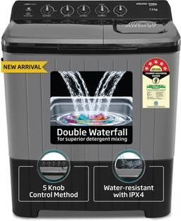 Voltas Beko 7.5 kg Semi Automatic Top Load Washing Machine Black