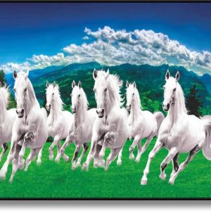 saf 7 Horses Sunrise Vastu FRAMED UV COATED Digital Rep...