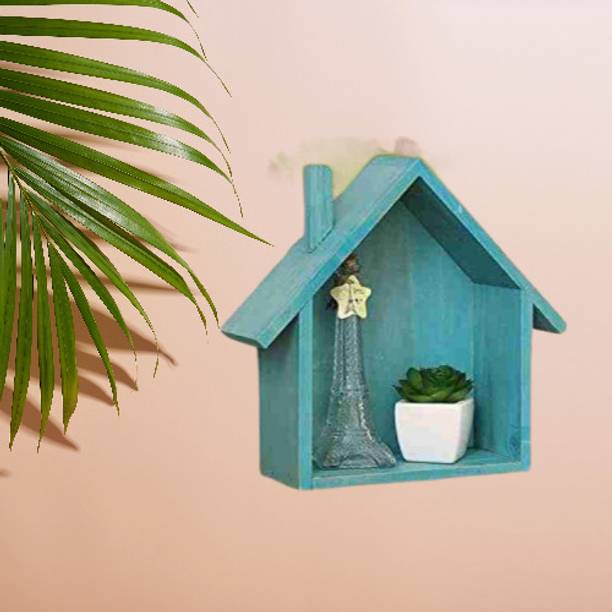 OnlineCraft wooden wall shelf green hur Wooden Wall She...