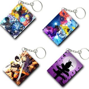 TULOSTA 4 Pcs Premium Naruto-Sasuke Anime Printed Keychain For ...
