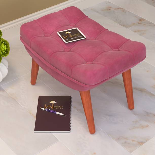 WoodenTwist Ottoman Cushioned Button Tufted Living & Be...