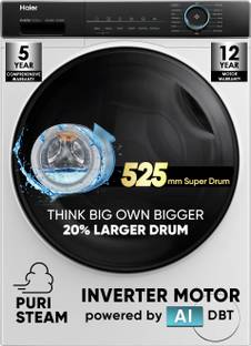 Haier 8 kg AI with Inverter Motor, IPuristeam and Refresh Function, Anti Bacterial Technology, Super D...