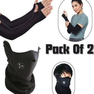 Taveesa Half Black Balaclava+Full Hand Arm sleeves Comb...