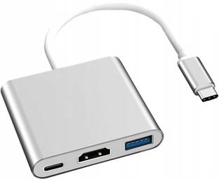 Paruht USB Type-C Male to Female 4K HDMI/USB3.0/USB-C Charging Port PD 3 in 1 Multiport Media Streamin...