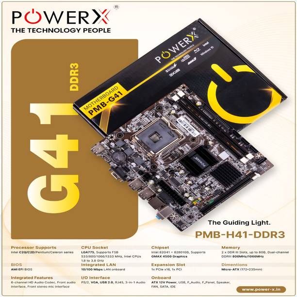 powerx PMB - G41 LGA 775Socket Micro-ATX Intel G41 Chip...
