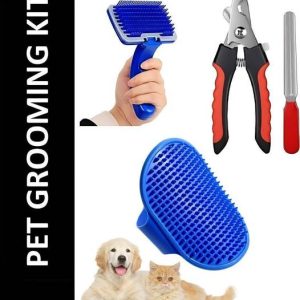 Petfun 3-in-1 Pet Grooming Kit – Slicker Brush, Nail Cl...