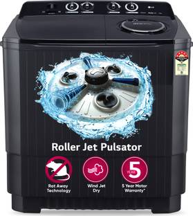 LG 11 kg 5 Star with Roller Jet Pulsator with Soak,� Wind Jet Dry and Rat Away, 8 Kg (Spin Tub Capacit...