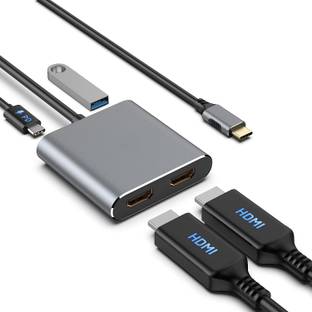 atdaraz 4 in 1 USB-C to Dual HDMI + USB 3.0 + PD3.0 USB-C / Type-C Charging Port 4K HD Media Streaming...