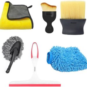 Clivemont 6 piece Car Cleaning Kit Towel,brush,glove,wi...