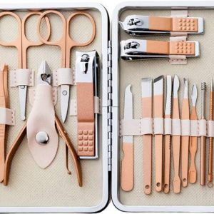 Gleva 18 Pieces Stainless Steel Manicure Kit, Nail Cutt...