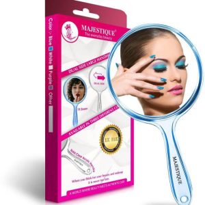 MAJESTIQUE Dual Side Large Handheld Mirror, 1X/ 10X Rou...