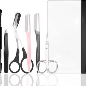 PROBEROS Eyebrow Trimmer Kit 6 in 1 Eyebrow Scissors Tw...