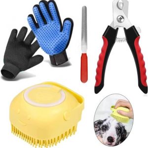 PETZLUV Pack of 4 Pet Grooming Kit for Dogs | Bath Brus...