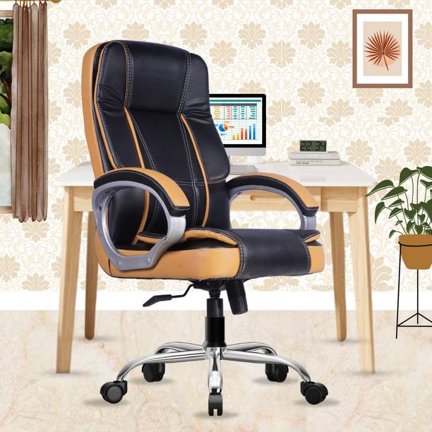 beaatho Vintage Mid Back Ergonomic Revolving Leatherett...