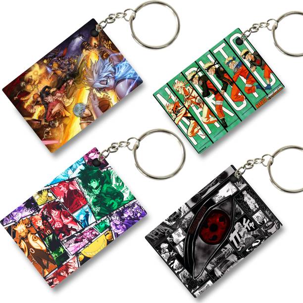Replix Premium (Pack of 4) Naruto Mix Anime Printed Keychain F...