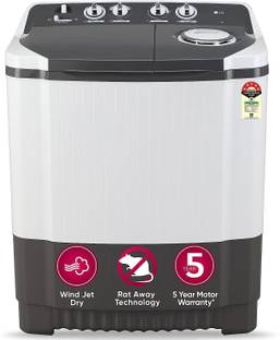 LG 7 kg 5 Star with Wind Jet Dry, Collar Scrubber and Rust Free Plastic Base Semi Automatic Top Load W...
