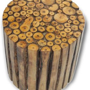 manzees Premium Antique Wood Round Shaped Bamboo Stool ...