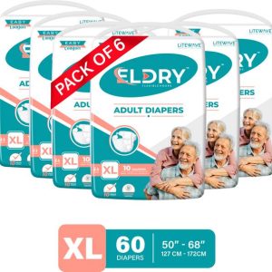Eldry Adult Diaper Tape Style Unisex, Waist Size (50-68...