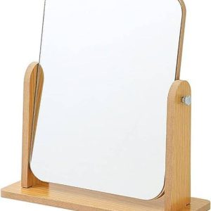 YCVARIYA wooden desk square makeup mirror