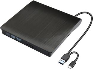 VOOCME External DVD Drive USB 3.0 & Type-C CD Burner, Slim Portable Optical Drive External DVD Writer