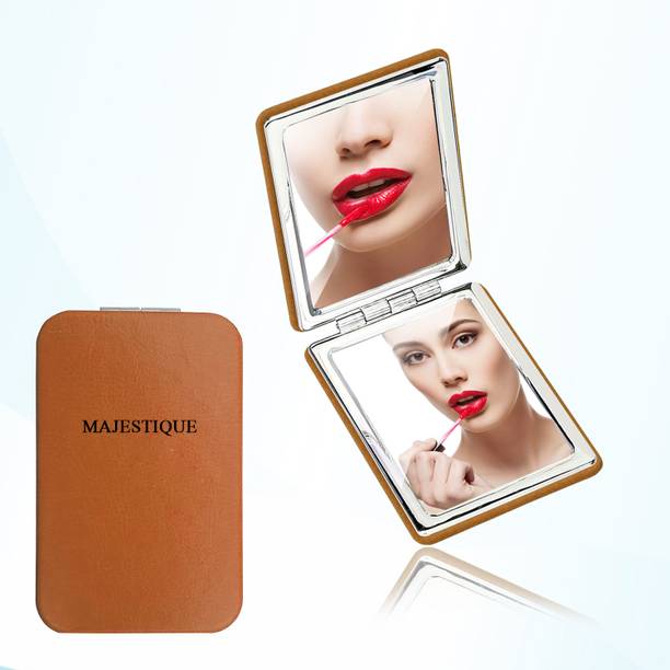 MAJESTIQUE Compact Hand Mirror Leatherette Texture for ...