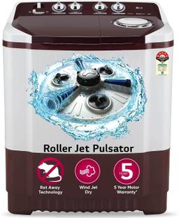 LG 8.5 kg 5 Star with Roller Jet Pulsator with Soak, Wind Jet Dry and Collar Scrubber Semi Automatic T...