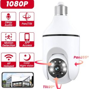 AVOIHS 1080p IP PTZ Bulb 360° Wi-Fi Smart Home Security...